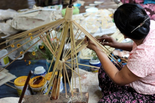 The frame of an umbrealla